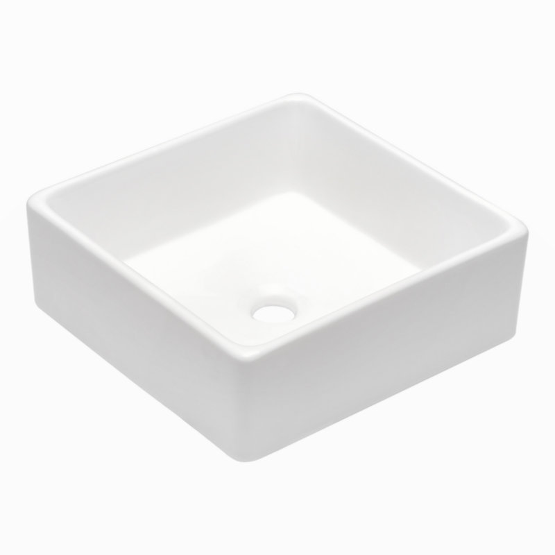 Lavabo de salle de bain vasque carrée 15X15 pouces en céramique blanche
