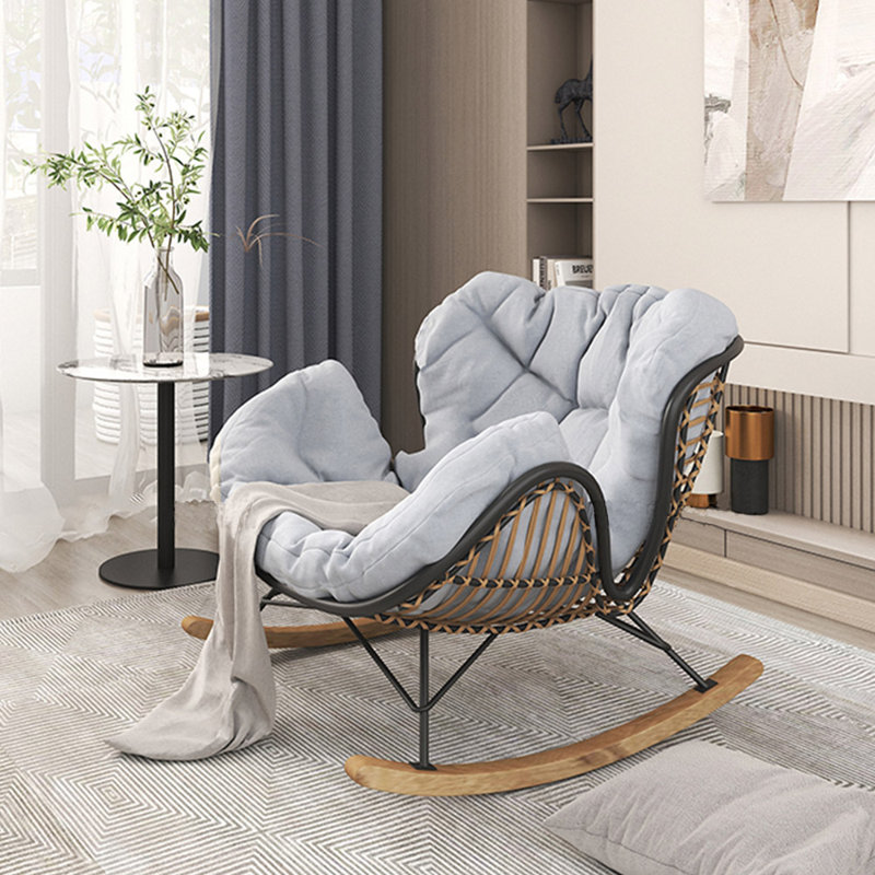 Chaise berçante élégante pour le balcon, Gris clair, Noir/gris