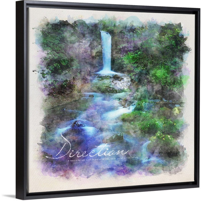 Affiche inspirée de l’aquarelle : direction-impression sur toile, Cadre noir, H 25,7 po x l 25,7 po x P 1,75 po
