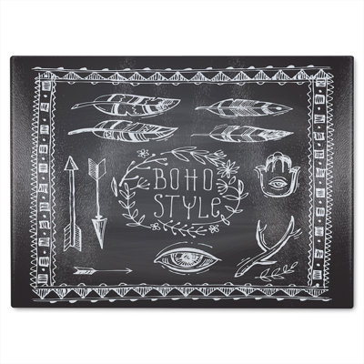 Boho Style Motivating Phrase Glass Chopping Board