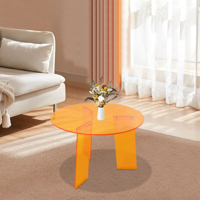 23.6" Modern Round Acrylic Coffee Table Side Table by Wrought Studio