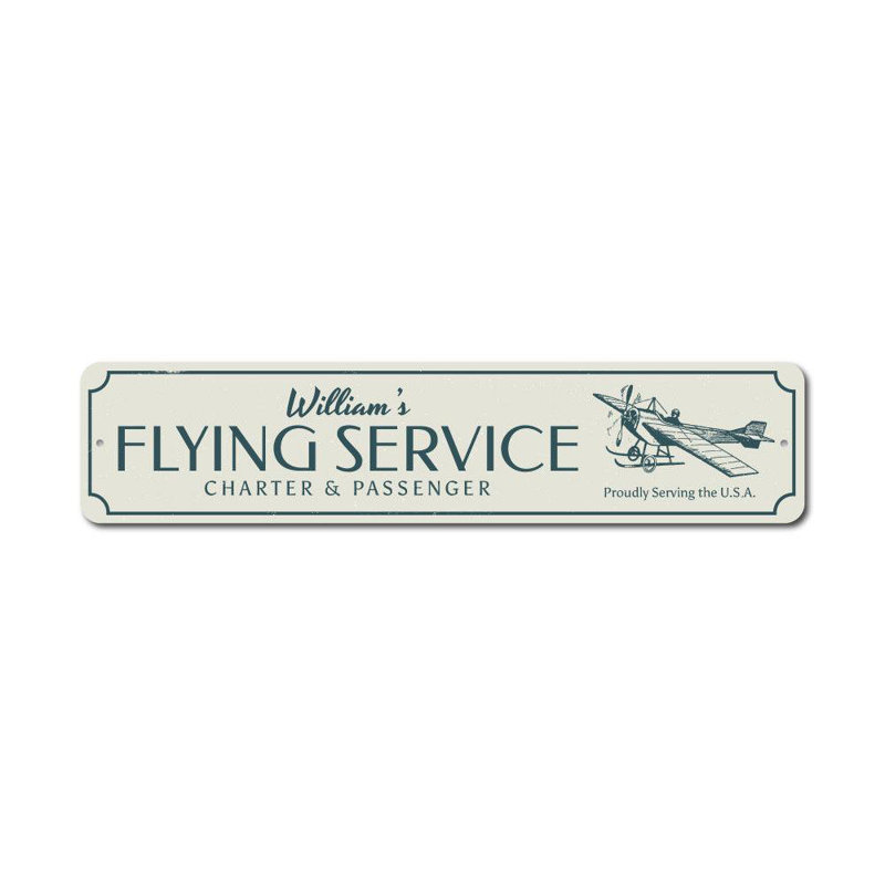 Enseigne en aluminium Flying Service, H 6 po x l 24 po x P 0,063 po, Oui