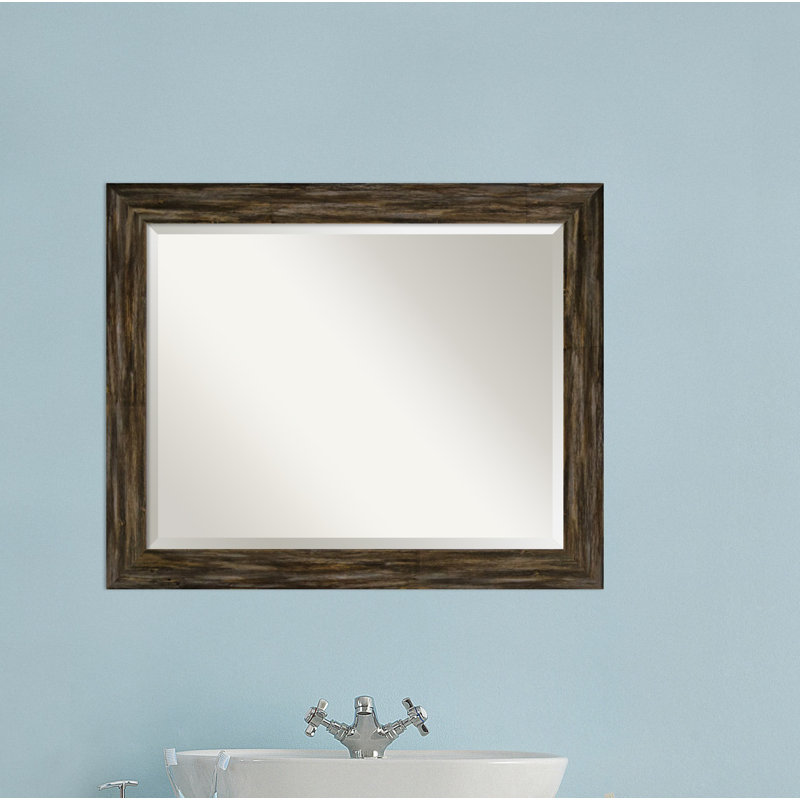Miroir de salle de bain Fencepost, H 27 po x l 33 po, Brun