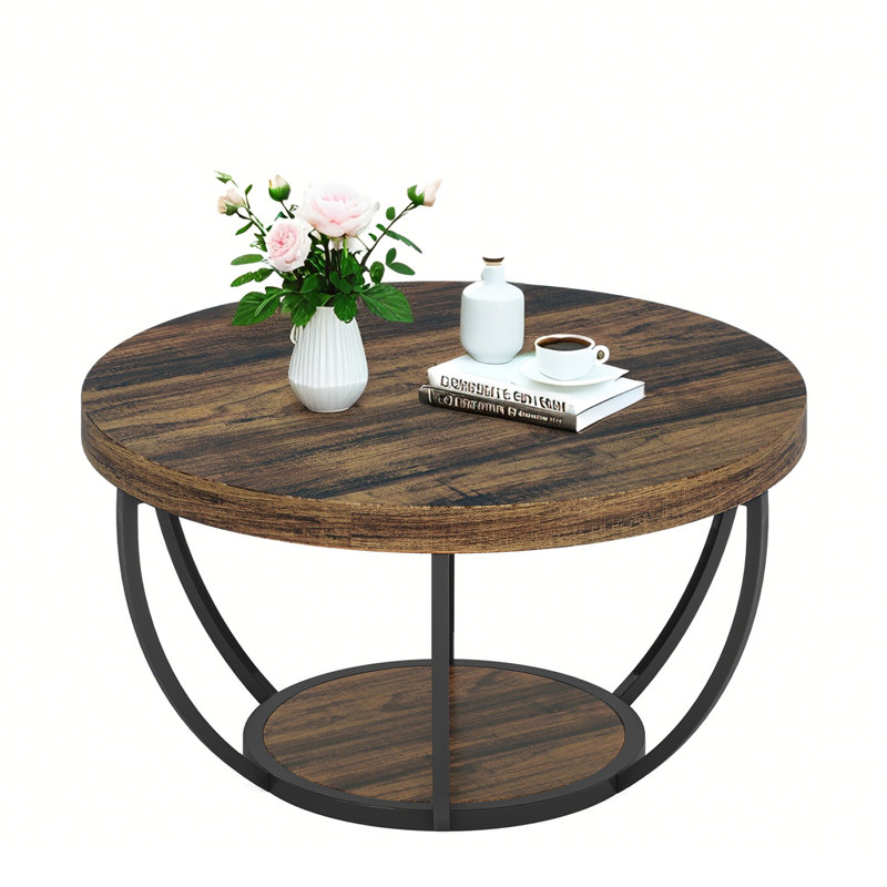 2-Tier Round Coffee Table, Walnut
