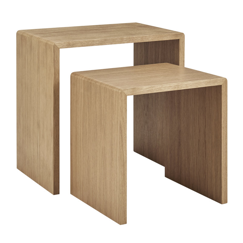 Cokley Nesting Side Table - Set Of 2, Oak Wood