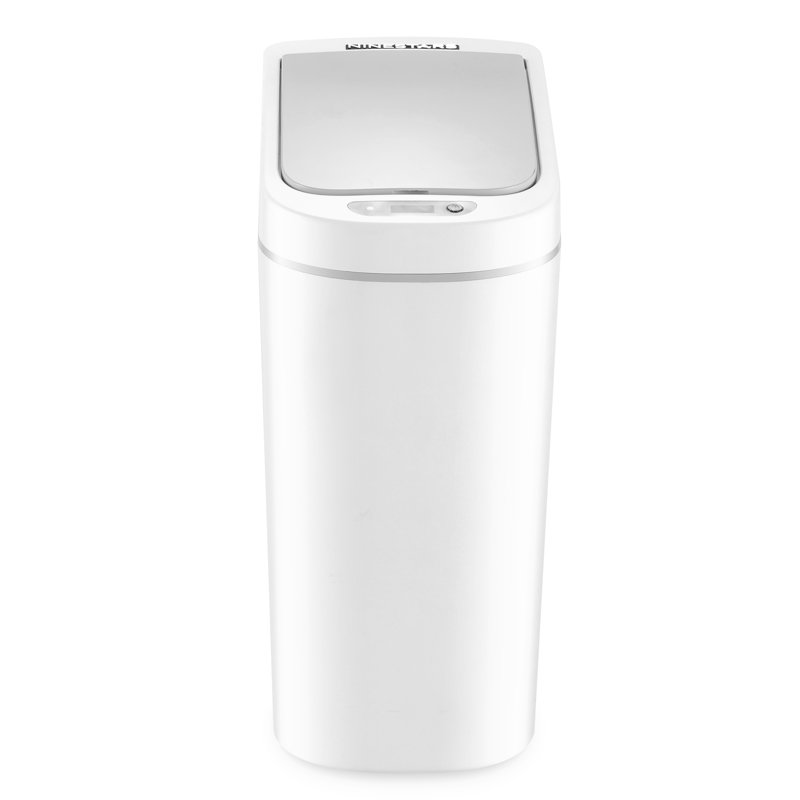White Plastic 1.8 Gallon Touchless Motion Sensor Trash Can