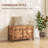 19" Farmhouse Storage Chest Organizer, Brown Oak,wood