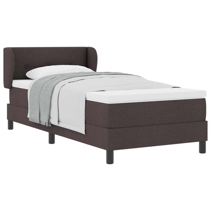 Lit sommier tapissier avec matelas Vidaxl brun foncé 35,4 "x 74,8", Simple, Brun foncé