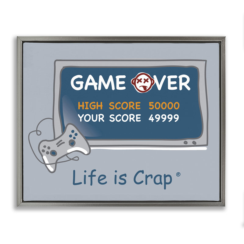 «Clos Score Game Over Floater» par LIC, Cadre flottant gris lustré, H 17 po x l 21 po