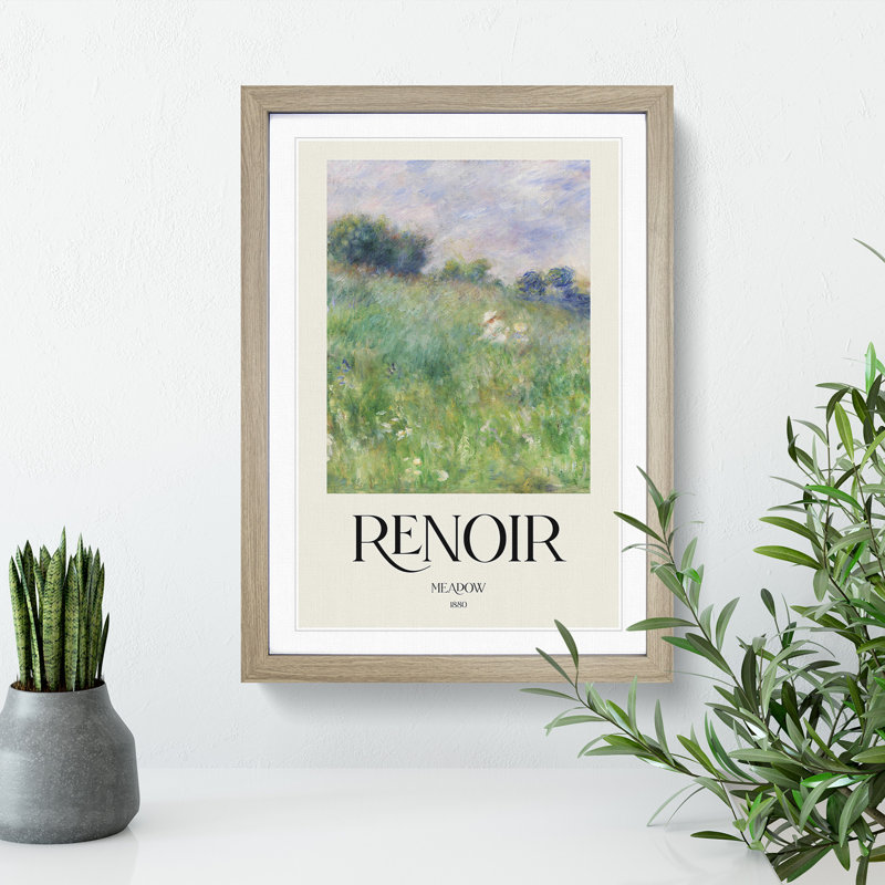 Meadow by Pierre-Auguste Renoir - Picture Frame Painting, 36cm H x 27cm W x 2cm D, Oak