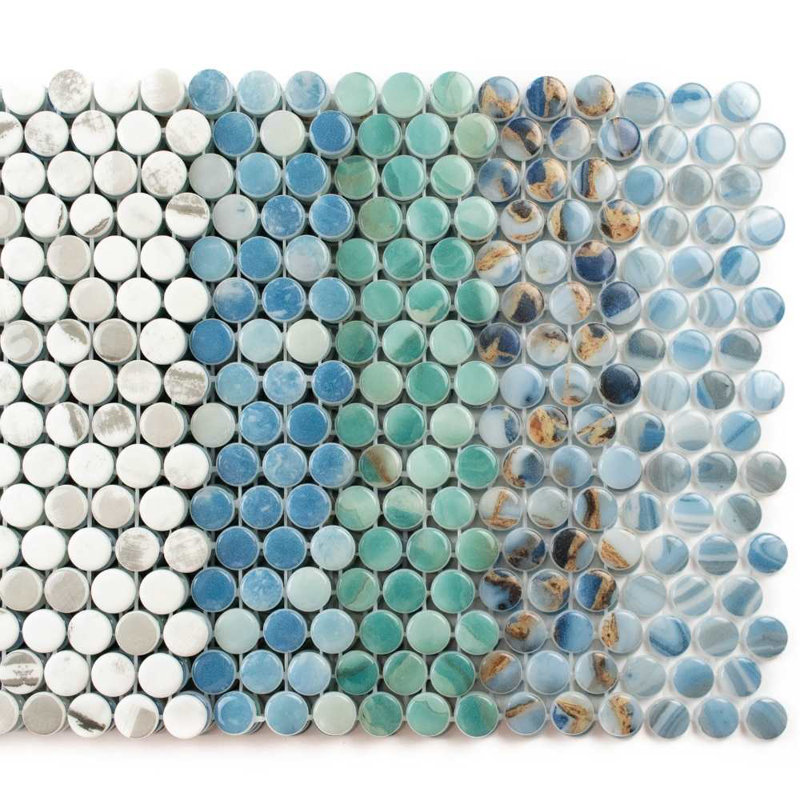 Carreau de mosaïque rond en verre 12 po x 12 po Eterna Penny