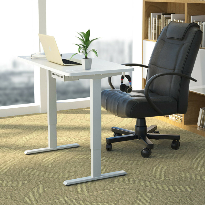 Adjustable Metal Base Standing Desk, White