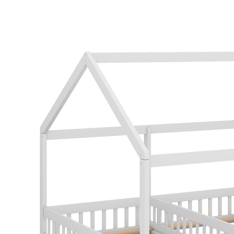 Twin House Platform Beds,Two Shared Beds, White