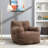 Foam Filled Coffee Soft Bean Bag Chair, 16.88" Wide Chair For Bedroom, 13.88" Package Height,-254338853