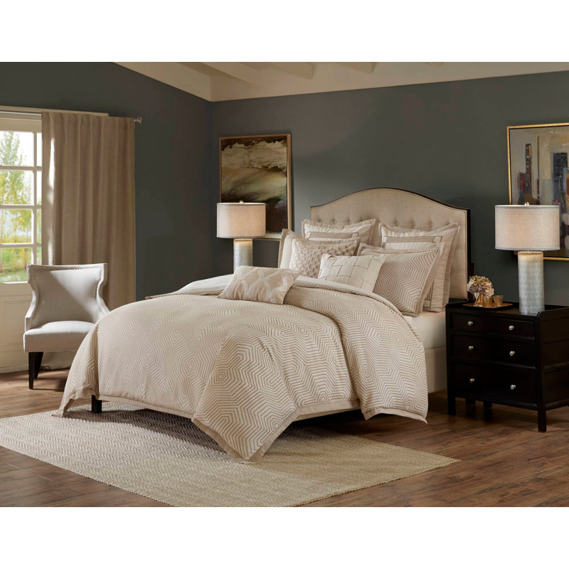 9-Piece King Abstract Comforter Set, Tan+Ivory