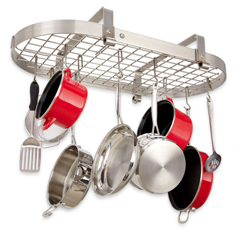 Premier Handcrafted Hanging Pot Rack, Stainless Steel