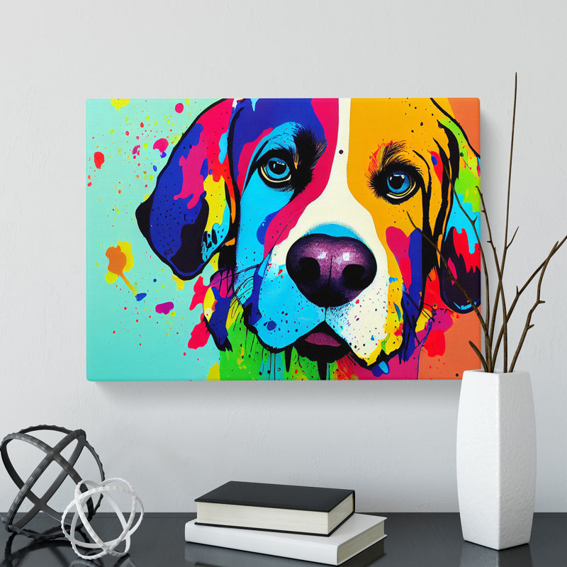 Painted Dog Vol.2 Abstract - Wrapped Canvas Painting, 35cm H x 50cm W x 3cm D