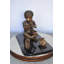 Statue garçon céleste en bronze avec lapin et écureuil - Taille: L 22 po x l 13 po x H 16 po.