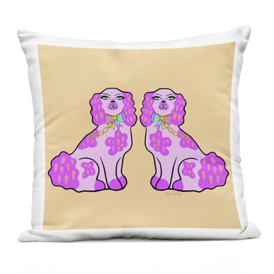 Vivid Posh Poodles Design by Katie Conley Outdoor Printed Pillow
