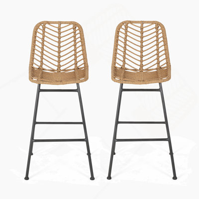 Outdoor Wicker Barstools (Set of 2)