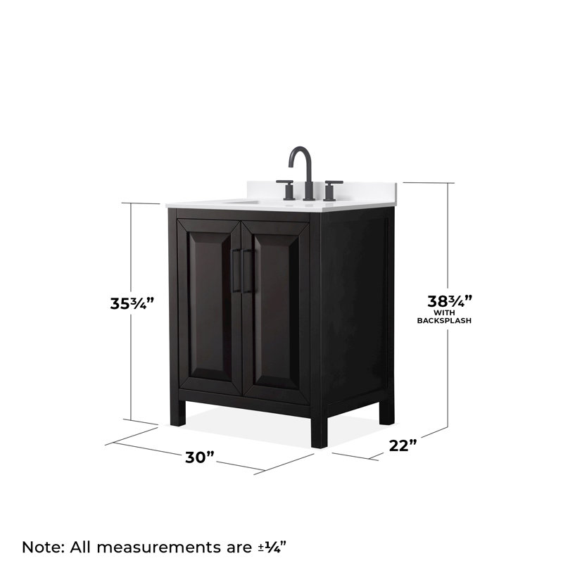 Daria 30'' W Vanity, Matte Black, Brown, White Quartz
