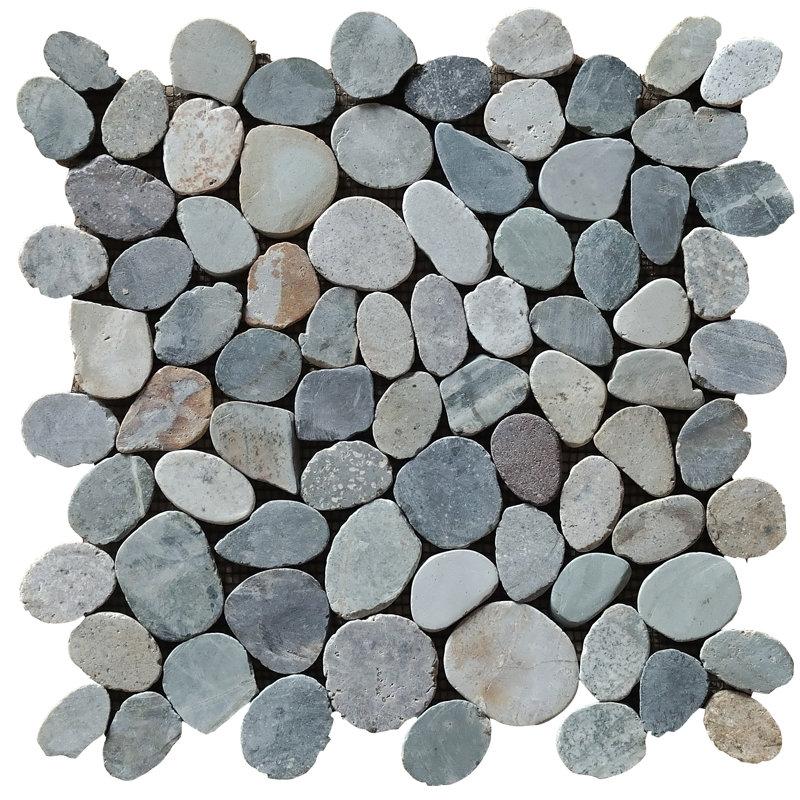 12" x 12" Natural Stone Pebble Tile in Mixed