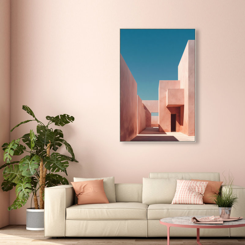 Structured Pink II Print by Oliver Gal, 16"H x 11"W, Silver Floater Frame