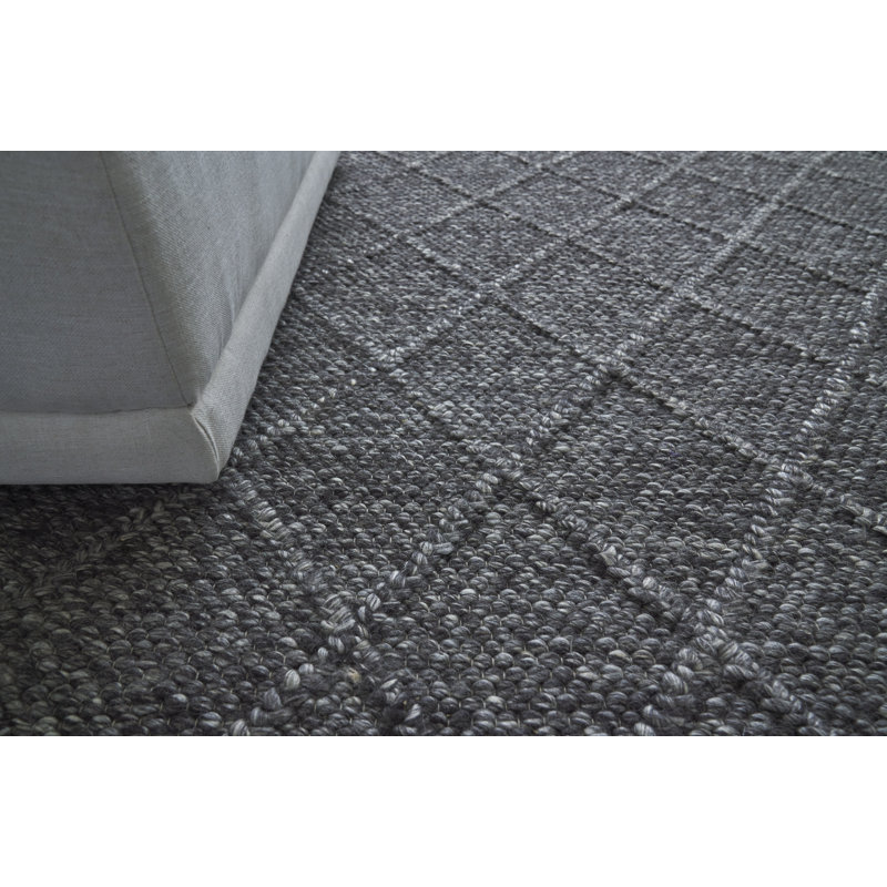 Brentwood Wool Geometric Area Rug in Dark Brown, Rectangle 9' x 12'