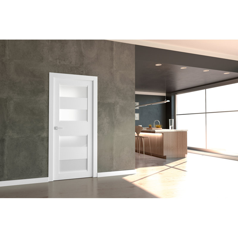 Bianco Noble Frosted Glass Solid Core Door Slab 36" x 96"