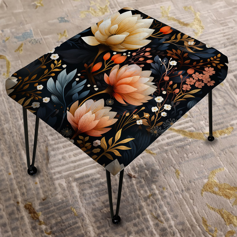 Mystic Yellow And Peach Aura Floral Gardens - Floral Rectangle Ottoman