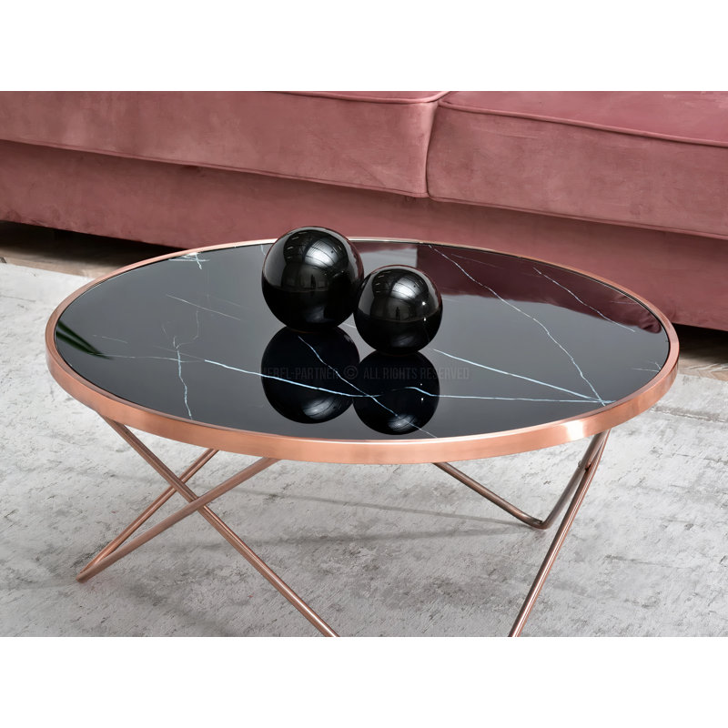 Ailynn Abstract Coffee Table, Black, Copper