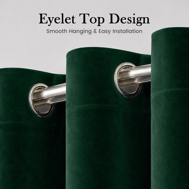Crushed Velvet Eyelet Window Curtains, 117cm Width x 137cm Drop, Green