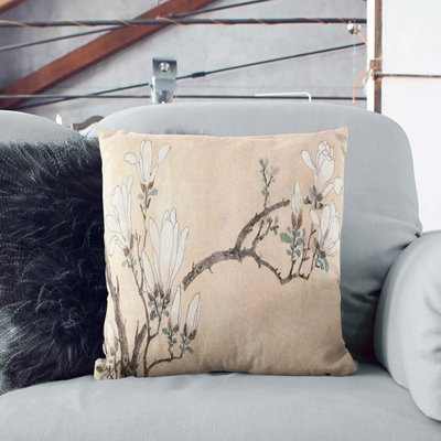 Magnolia Flowers Vo.1 by Wen Zhengming Cushion with Filling
