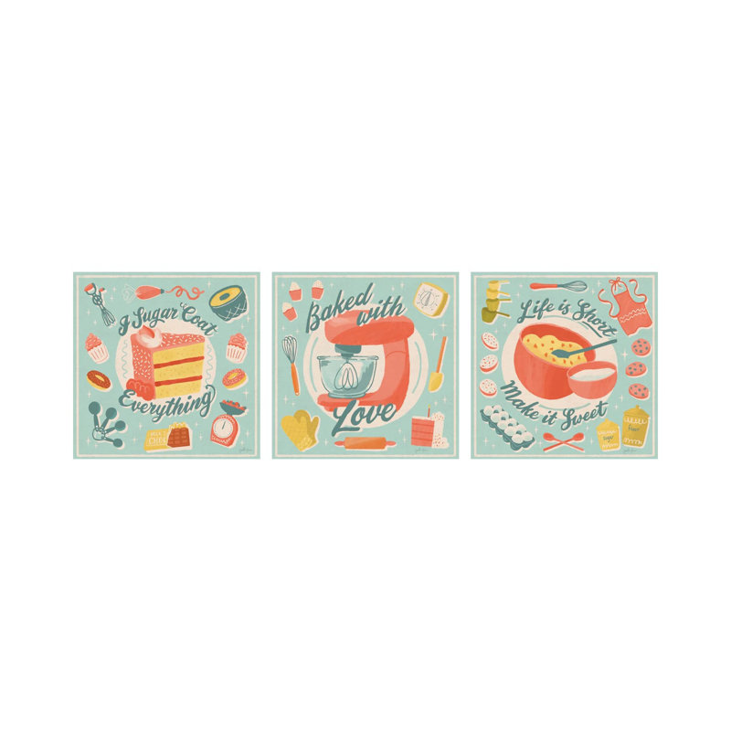 «Fresh Baked Triptych», ensemble d'art mural sur toile tendue (ensemble de 3)