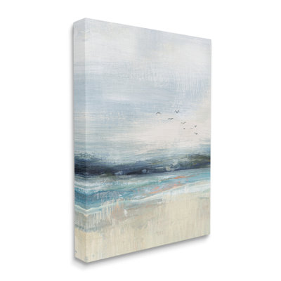 «Brushed Ocean Seagulls Landscape» par Nina Blue, impression sur toile tendue