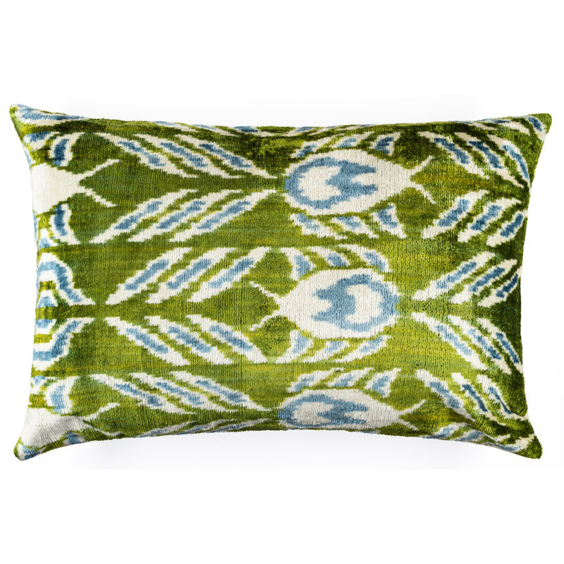 Silk Lumbar Rectangular Pillow Cover & Insert, Green/Blue/Geometric/Floral