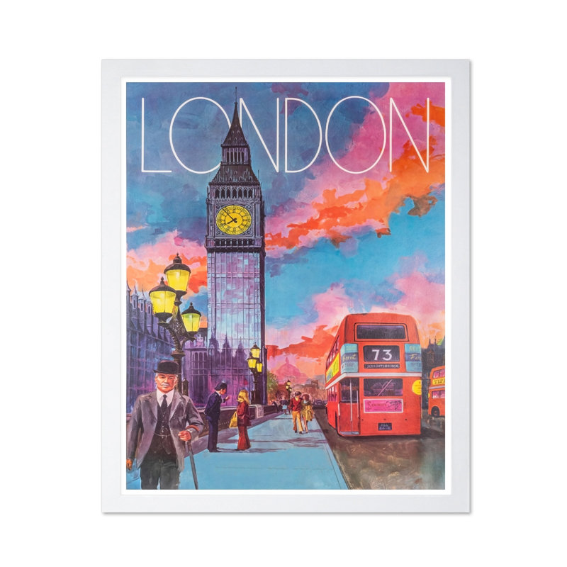 London City, H 24 po x l 32 po, Affiche, Encadrement blanc