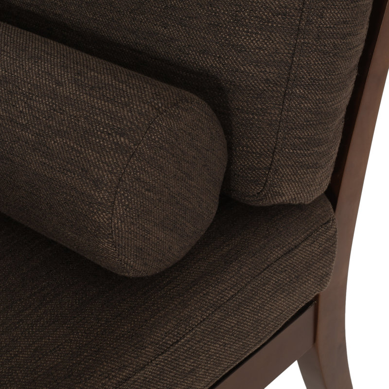 Chaise longue en tissu Sarom avec traversin, Polyester à 100 % de couleur brune