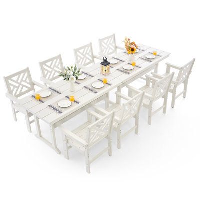 10-Piece All-Weather HDPE Patio Dining Set for 8 with Umbrella Hole