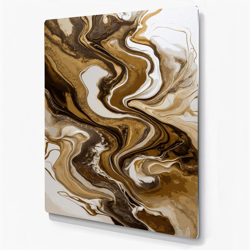 Art abstrait abstrait en métal brun 96, H 12 po x l 18 po