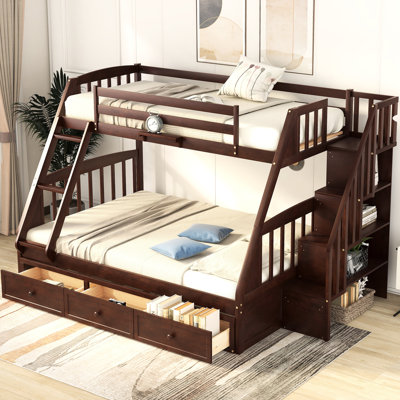 Twinfull Bunk Bed With In - Adds A Touch Of Elegance To Your Bedroom Drawers, And Staircase Made Solid Wood