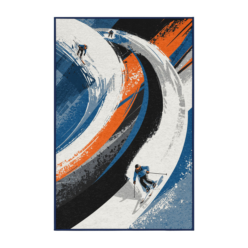 Tapis arc-en-ciel moderne gris élégant et lavable à la machine Rayan, 2 x 3