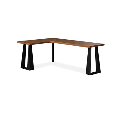 Brown L-Shaped Solid Wood + Iron desk