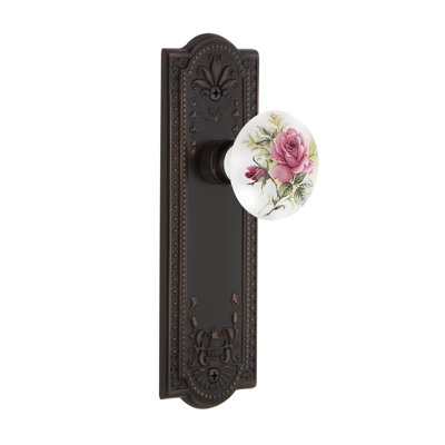 Meadows Plate with White Rose Porcelain Door Knob