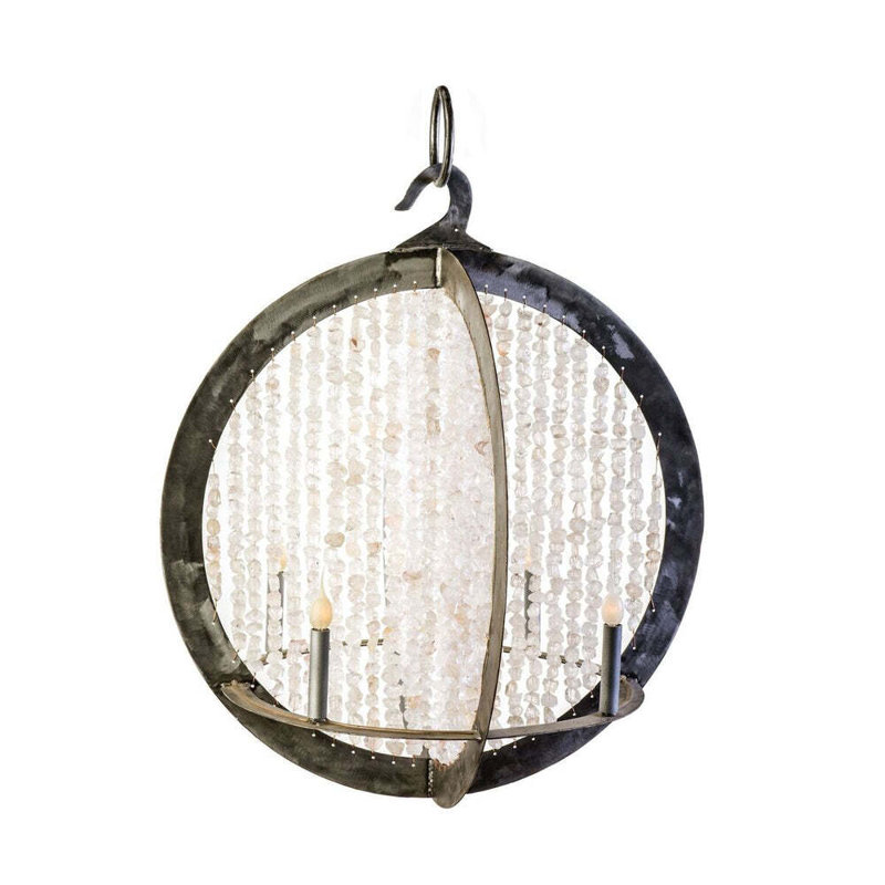 Oyster Shell 4 - Light Chandelier, Steel/Clear