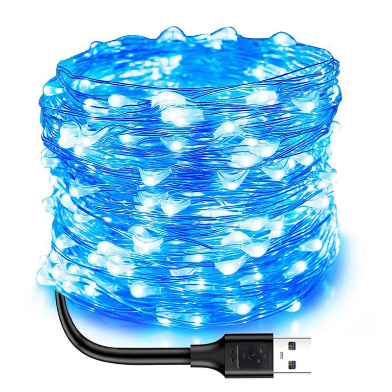 Guirlande lumineuse guirlande 16,5 pi 50 lumières à DEL alimentées par fil USB pour chambre de dortoir décoration de fête de Noël