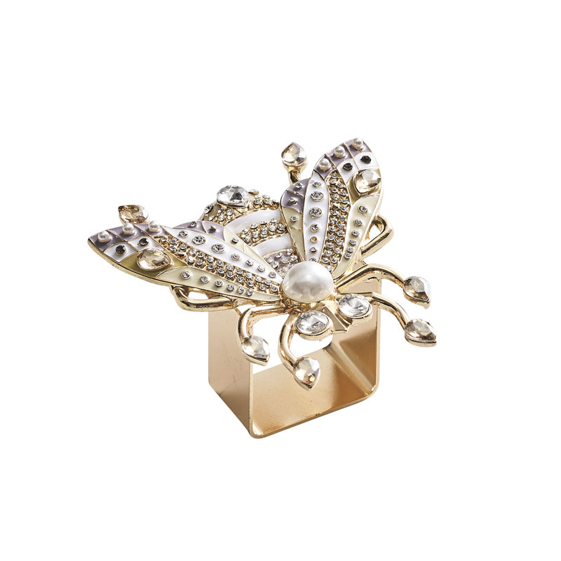 Glam Fly Napkin Ring, Ivory/Gold/Silver