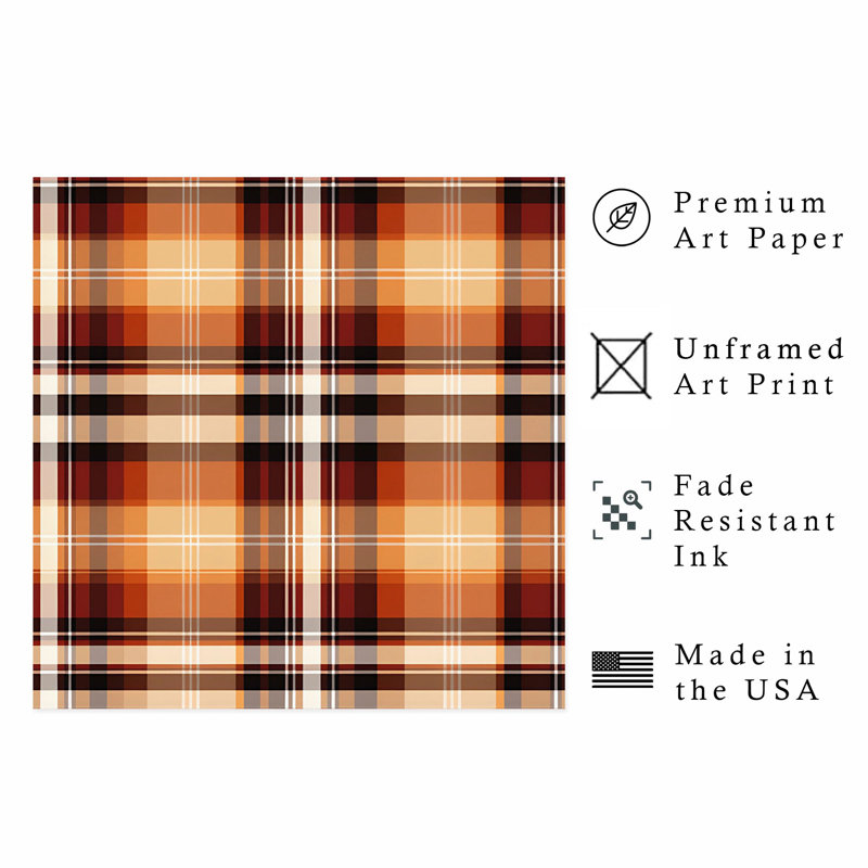 Abstract Fall Plaid Pattern IX Modern Unframed Art Print, 20" H x 20" W