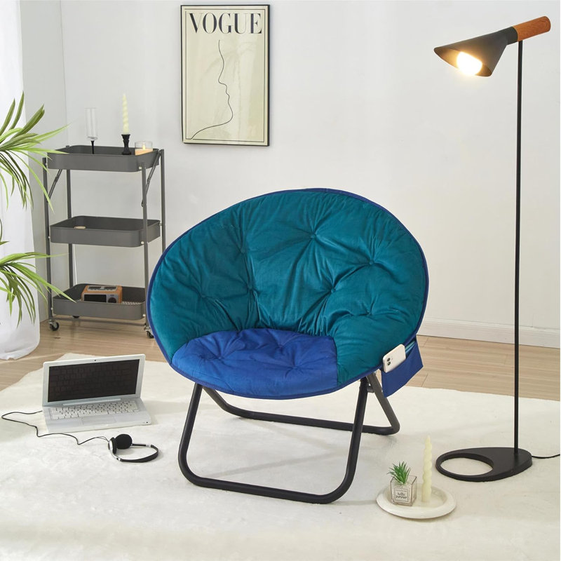 Chaise soucoupe Colorblock Micromink avec pieds blancs, noir / blanc, Teal/Blue