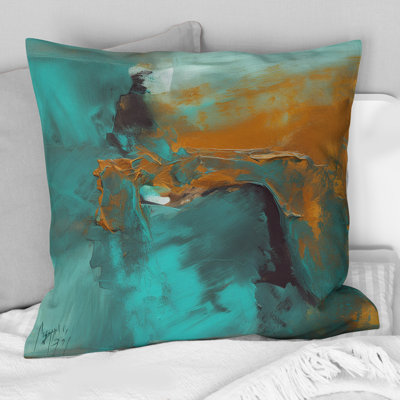 «Becoming The Ocean Sun», abstrait bleu sarcelle et or - Reproduction de peinture abstraite